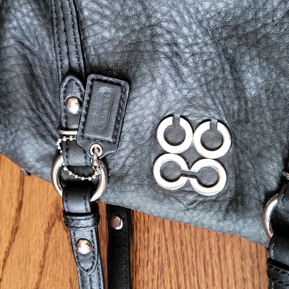 Coach "Julia" Black Leather Satchel with Silver Hardware - Picture 14 of 15